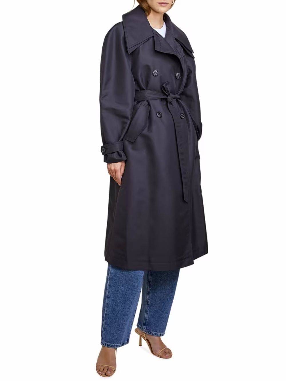 Les Coyotes de Paris Rifka Women's Black Trench Coat with Belt